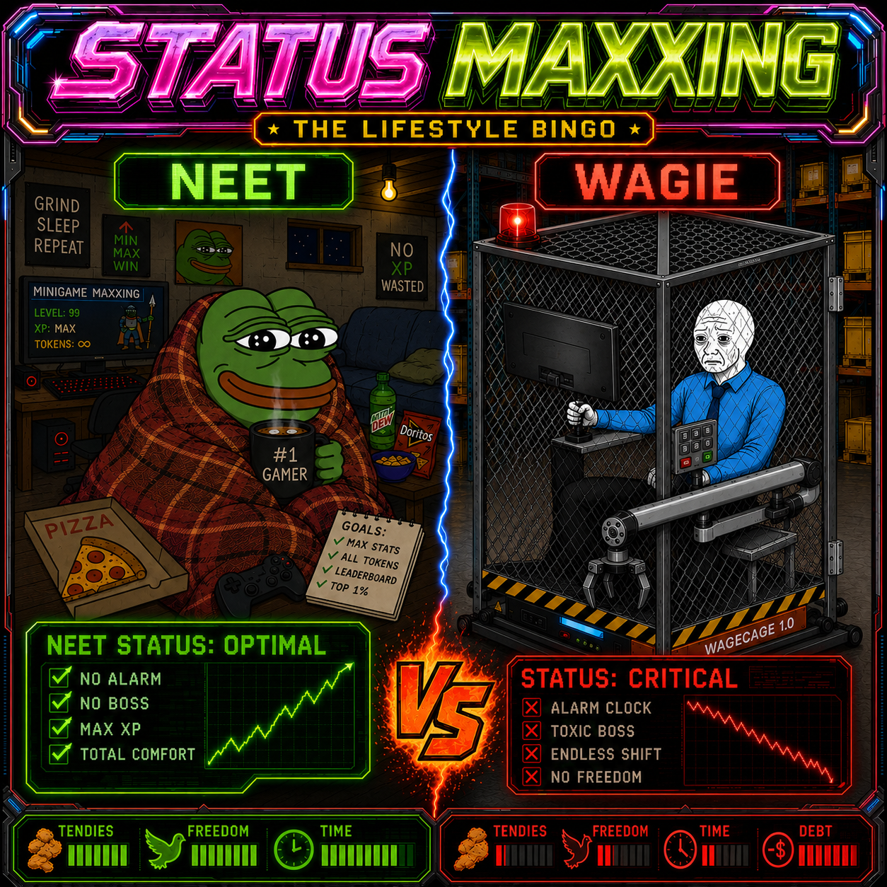 Status Maxxing: Wagie vs NEET Bingo